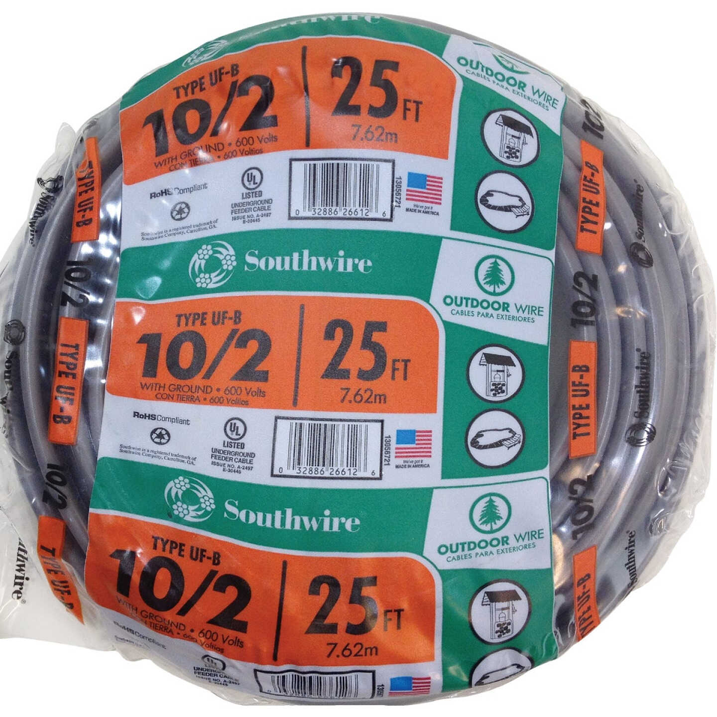 Southwire 25 Ft. 10 AWG 3-Conductor UFW/G Electrical Wire Image 1