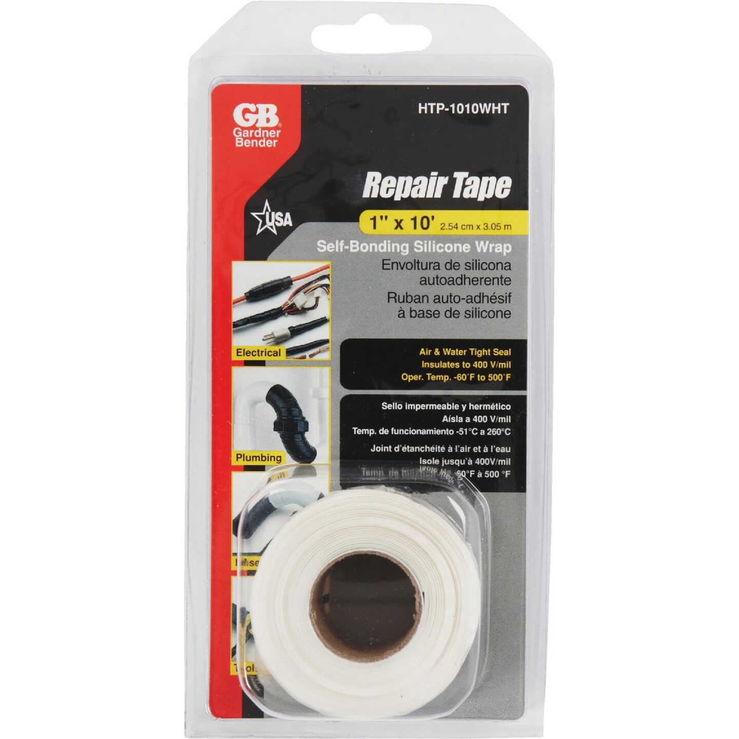 Gardner Bender White 1 In. x 10 Ft. Self-Bonding Silicone Wrap Image 1