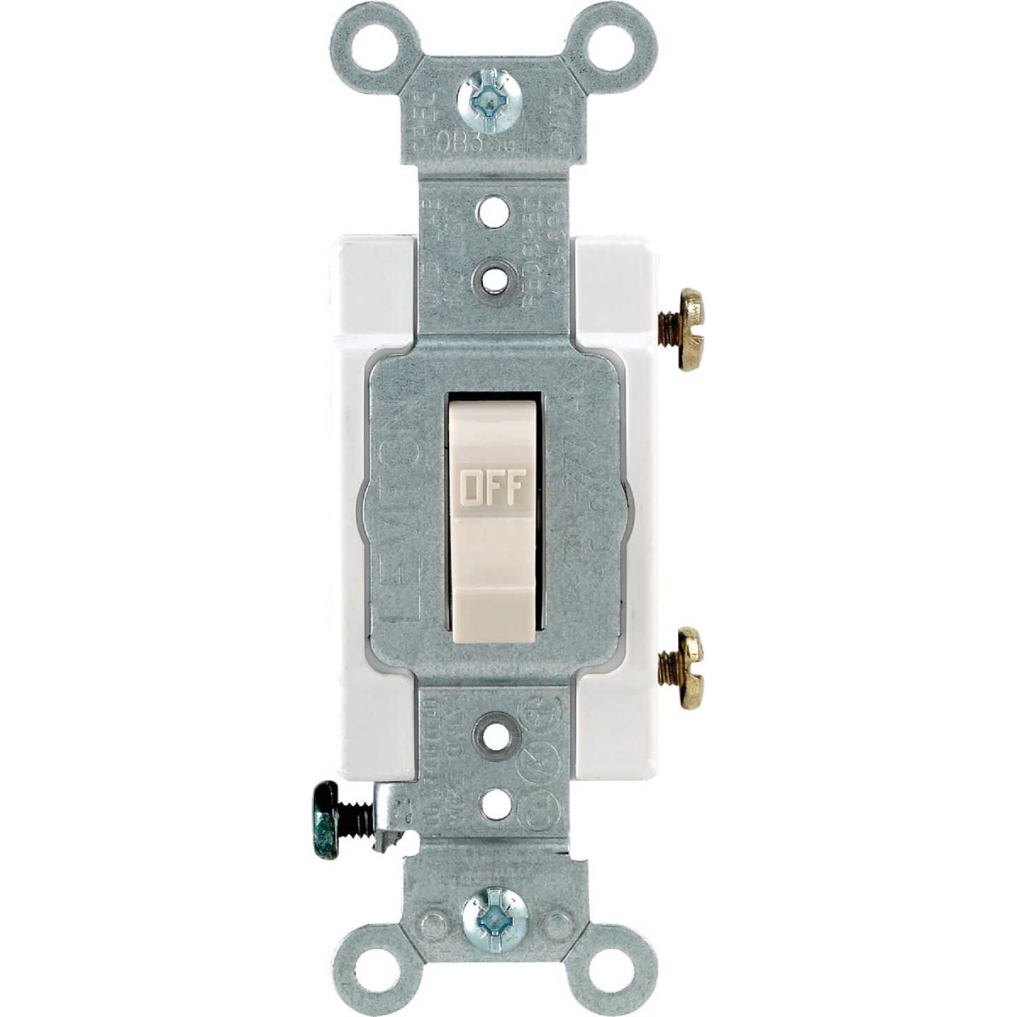 Leviton Commercial Grade 20 Amp Toggle Single Pole Switch, Light Almond Image 1