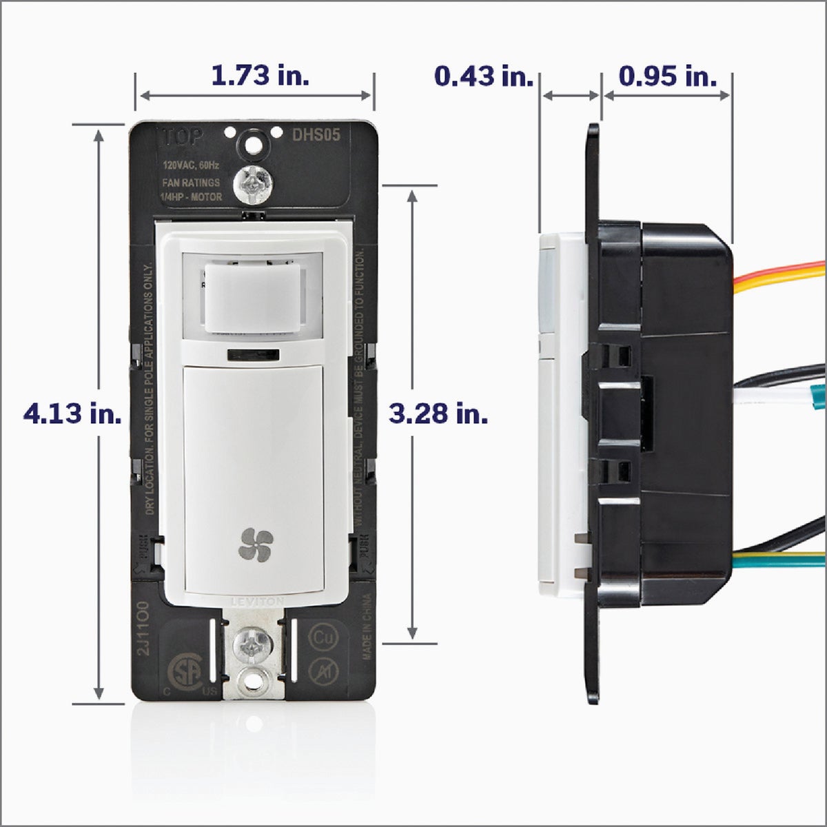 Leviton Decora White 120VAC In-Wall Humidity Sensor and Fan Control Switch for Bathroom Exhaust Fan Image 7