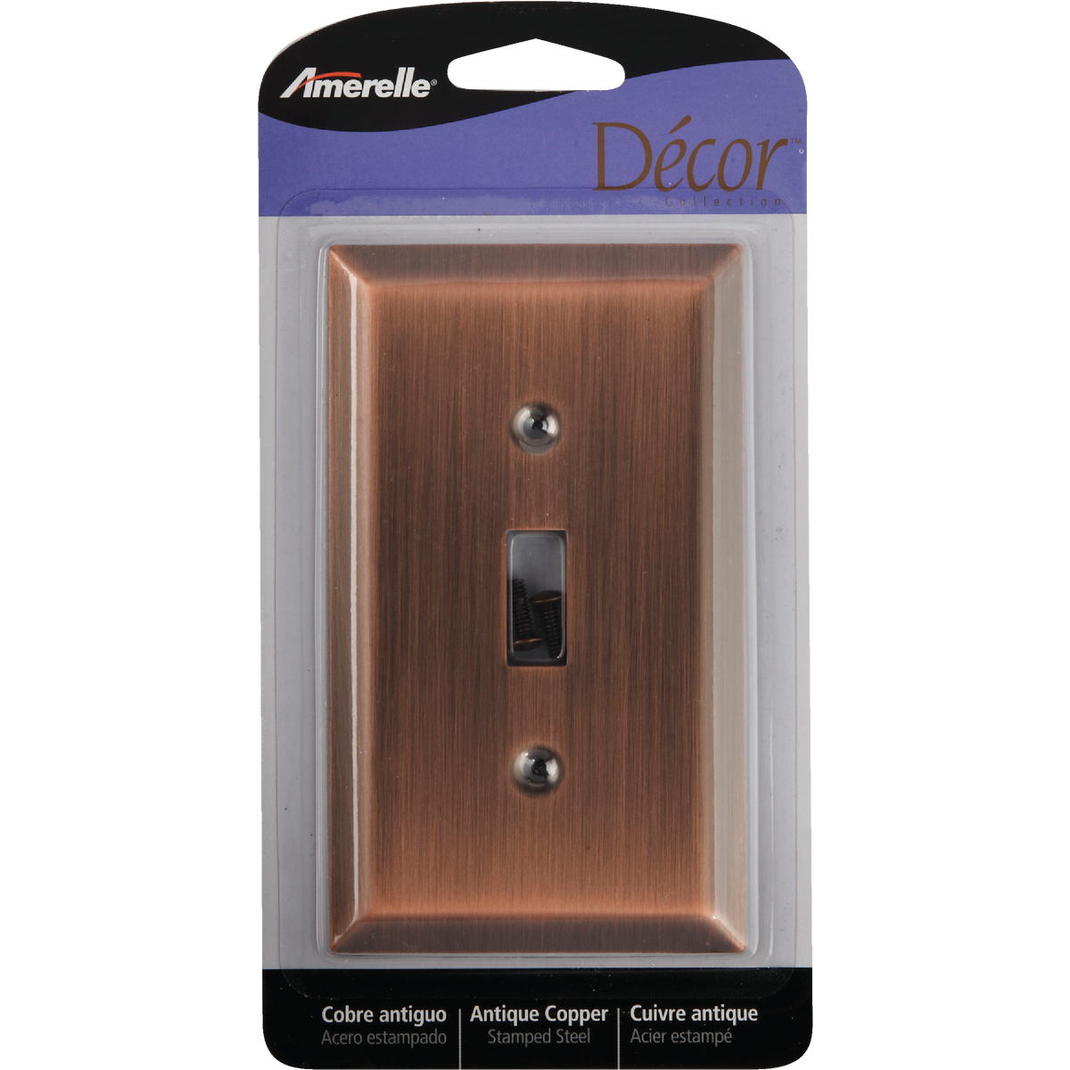 Amerelle 1-Gang Stamped Steel Toggle Switch Wall Plate, Antique Copper Image 1