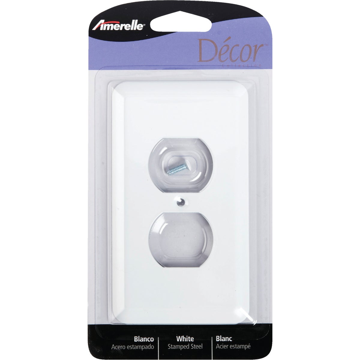 Amerelle 1-Gang Stamped Steel Outlet Wall Plate, White Image 1