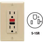 Leviton SmartlockPro Self-Test 15A Ivory Residential Grade 5-15R GFCI Outlet with Wall Plate Image 1