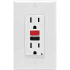 Leviton SmartlockPro Self-Test 15A White Residential Grade 5-15R GFCI Outlet with Wall Plate Image 2