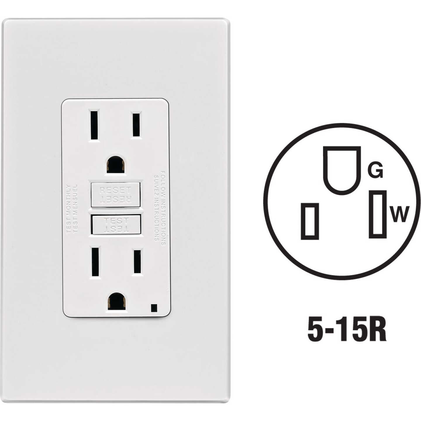Leviton SmartlockPro Self-Test 15A White Residential Grade 5-15R GFCI Outlet with Screwless Wall Plate Image 1