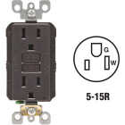 Leviton SmartlockPro Self-Test 15A Brown Residential Grade Rounded Corner 5-15R GFCI Outlet Image 1