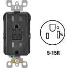 Leviton SmartlockPro Self-Test 15A Black Residential Grade Tamper Resistant 5-15R GFCI Outlet Image 1