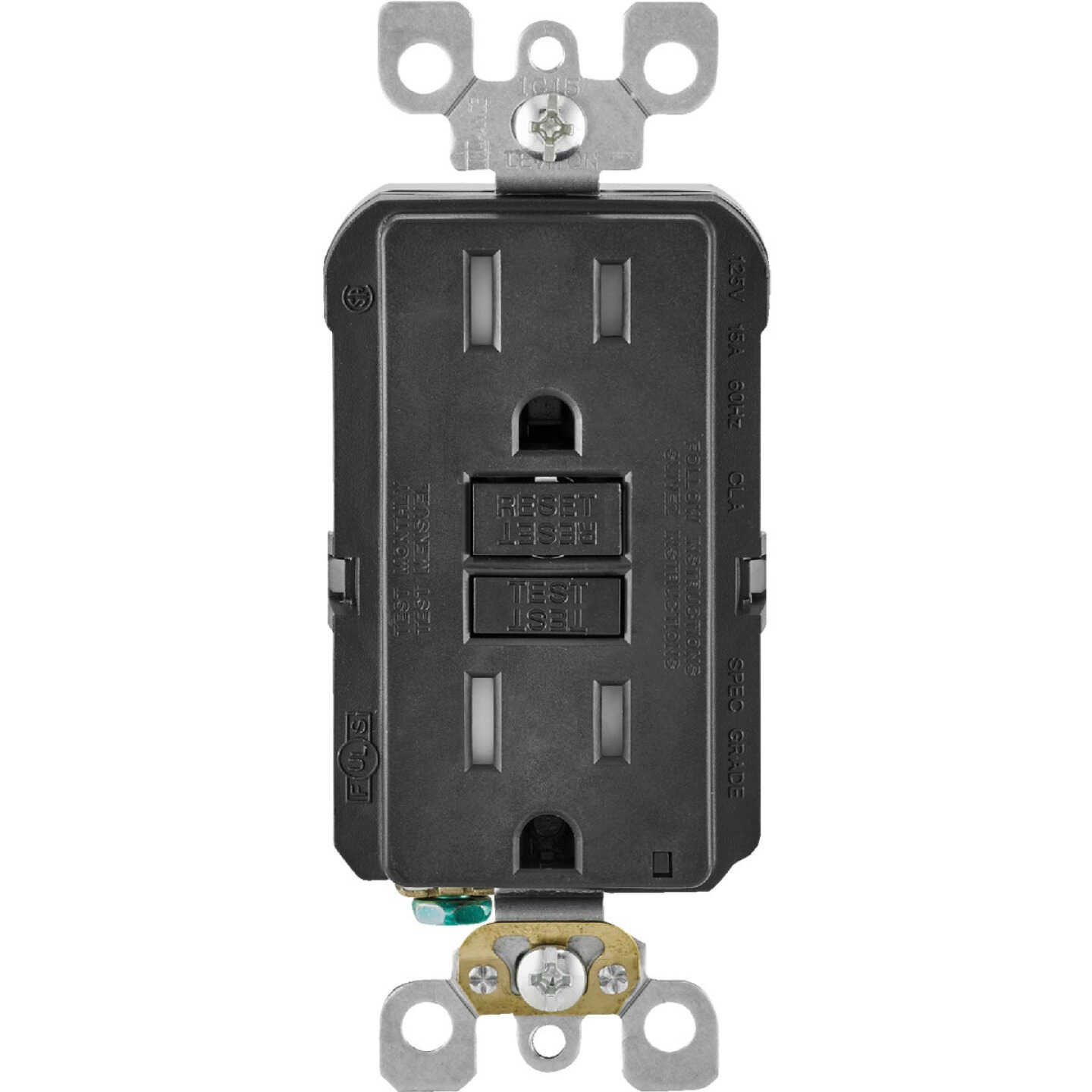 Leviton SmartlockPro Self-Test 15A Black Residential Grade Tamper Resistant 5-15R GFCI Outlet Image 2