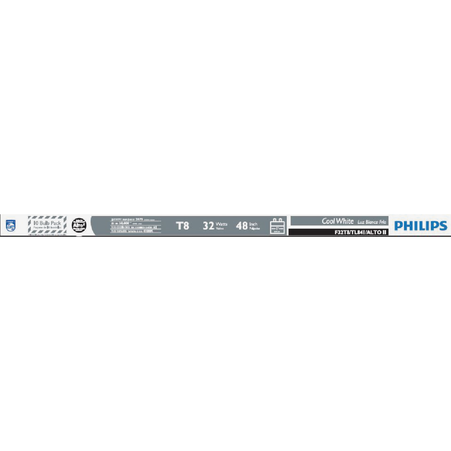 Philips ALTO 32W 48 In. Cool White T8 Medium Bi-Pin Fluorescent Tube Light Bulb (10-Pack) Image 2