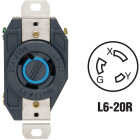 Leviton 20A 250V Black Industrial Grade L6-20R Locking Outlet Receptacle Image 1