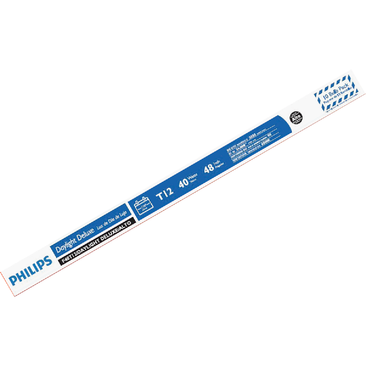 Philips ALTO 40W 48 In. Daylight Deluxe T12 Medium Bi-Pin Fluorescent Tube Light Bulb (10-Pack) Image 1