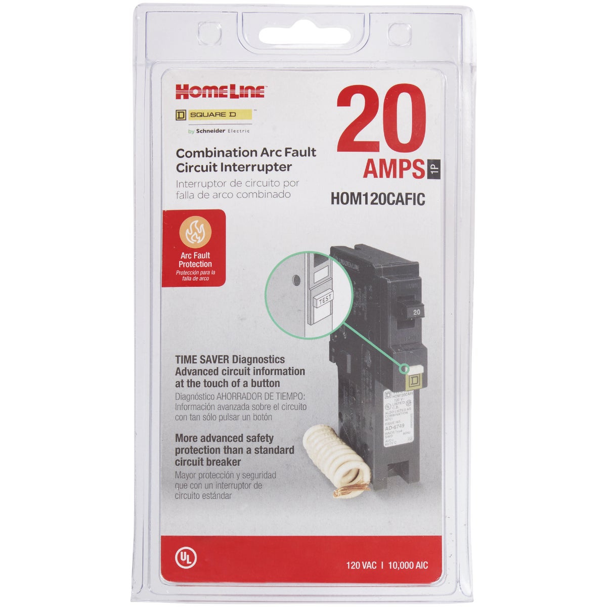Square D Homeline 20A Single-Pole CAFCI Plug-On Neutral Combination Arc Fault Breaker Image 3