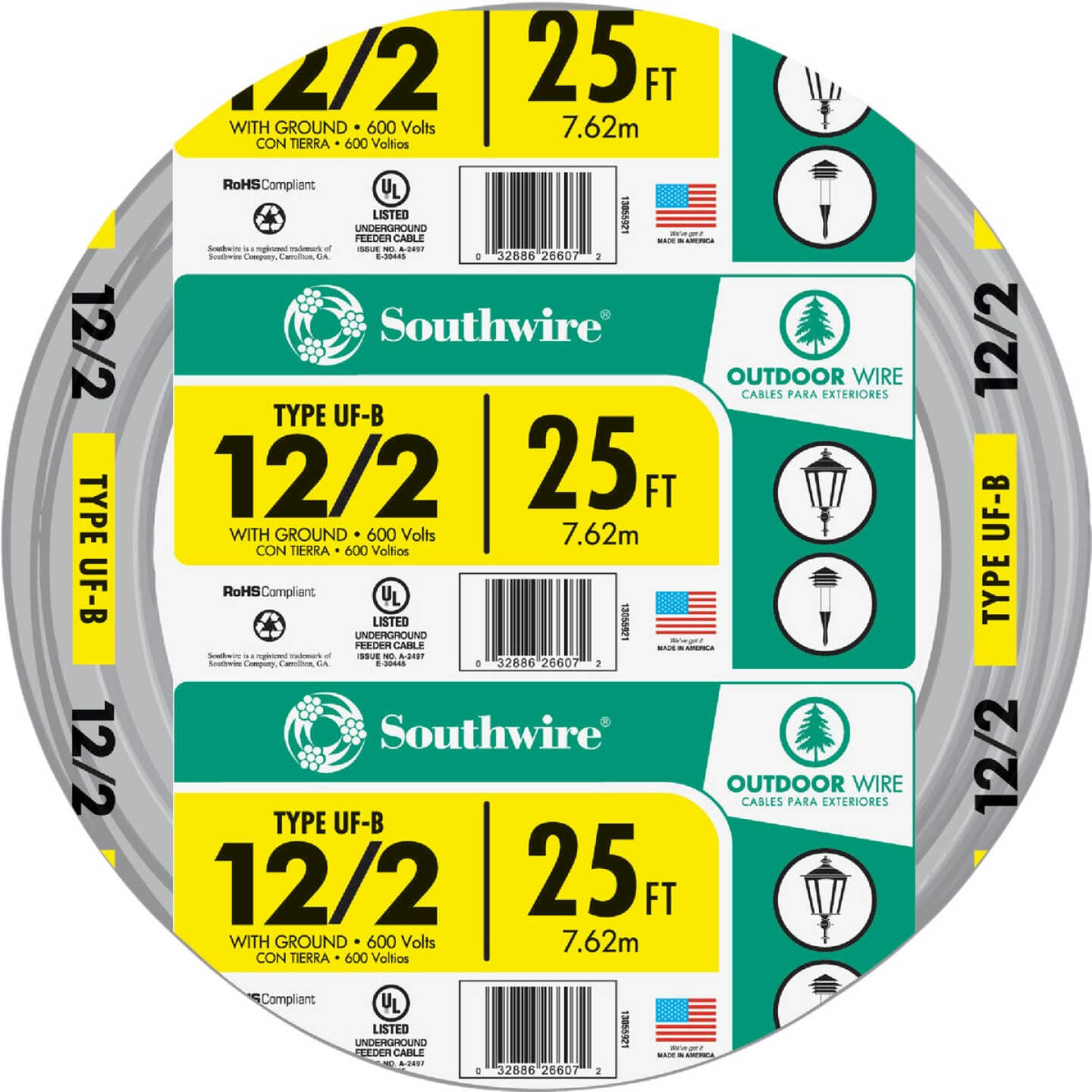 Southwire 25 Ft. 12 AWG 2-Conductor UFW/G Electrical Wire Image 1