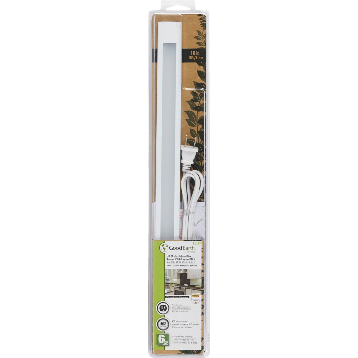 Good Earth Lighting 18 In. Plug-In White LED Under Cabinet Light Bar Image 2