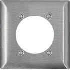 Leviton 2-Gang 2.465 In. Dia. Standard Size Single Outlet Magnetic Stainless Steel Wallplate Image 1