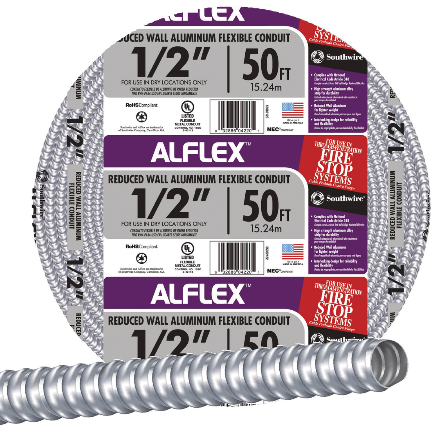 Southwire 1/2 In. x 100 Ft. Aluminum Flexible Flexible Metal Conduit Image 1
