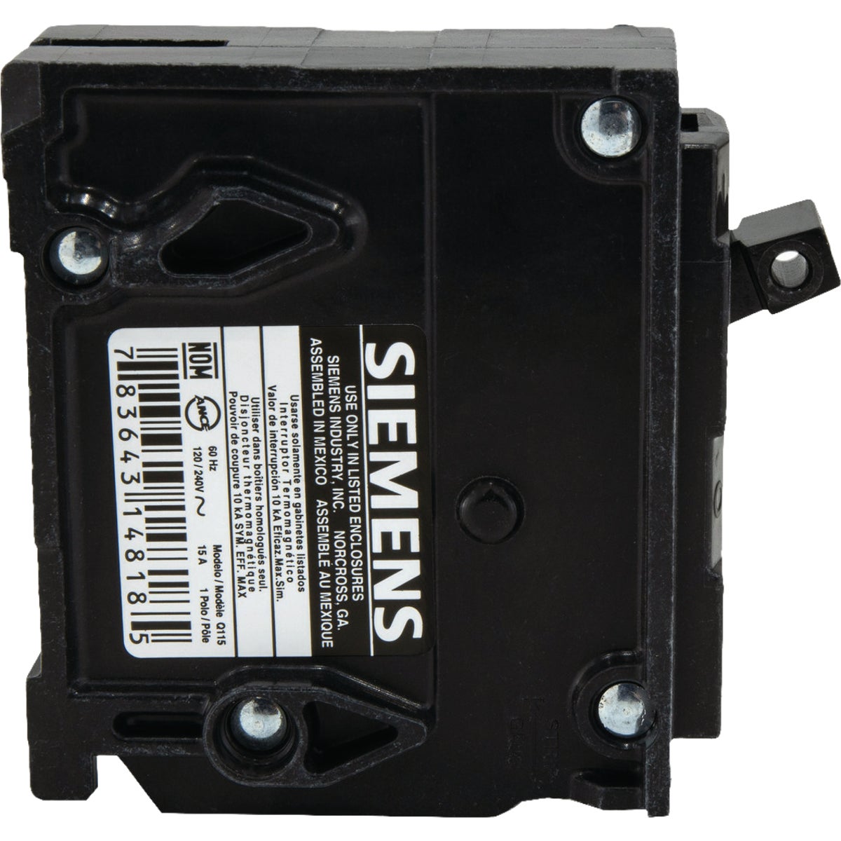 Siemens 15A 120V Single Pole Circuit Breaker Image 2