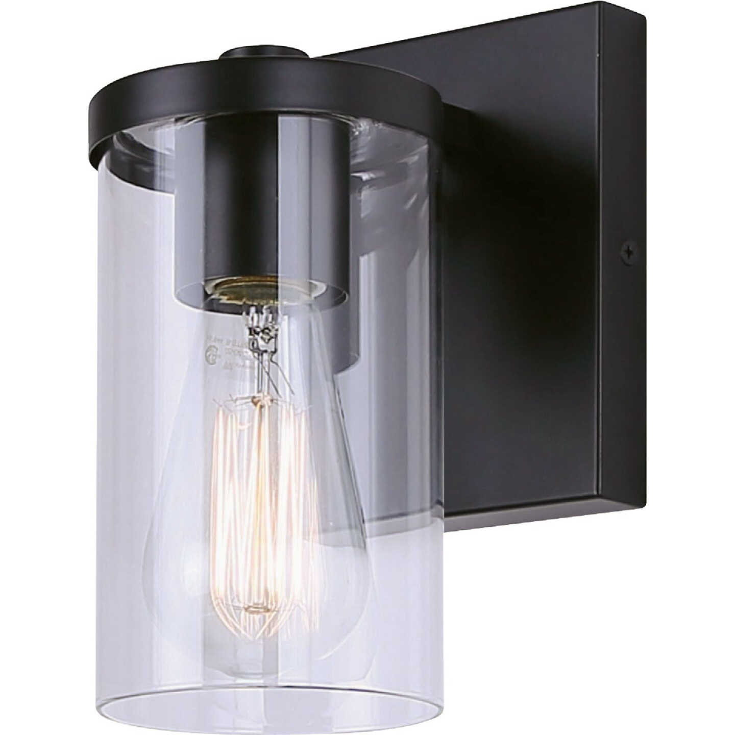 Canarm Britton 1-Light Black Vanity Bath Light Fixture, Clear Glass Image 1