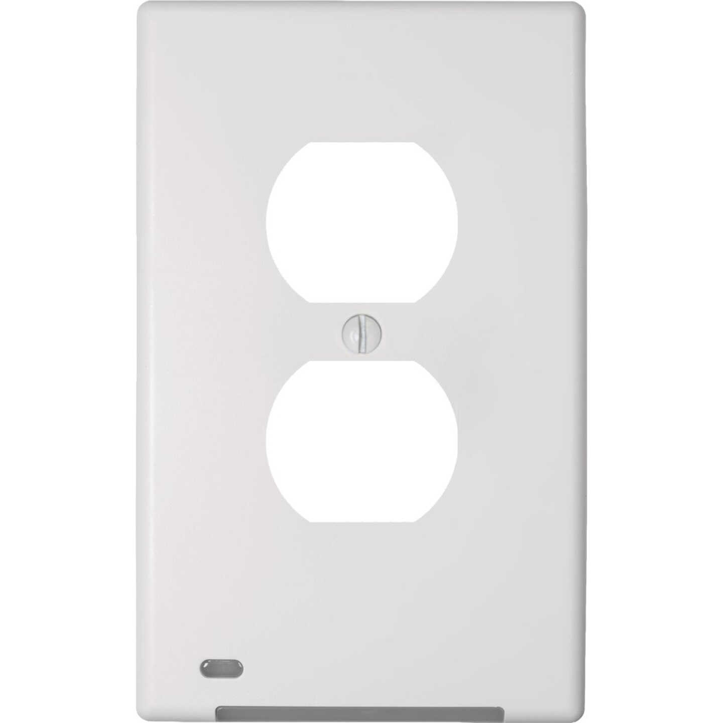 Amerelle LumiCover 1-Gang Universal Duplex Wallplate with Built-In Night Light, White Image 1