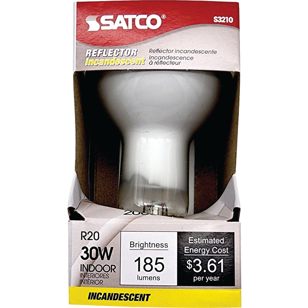 Satco 30W Frosted Medium Base R20 Reflector Incandescent Floodlight Light Bulb Image 2
