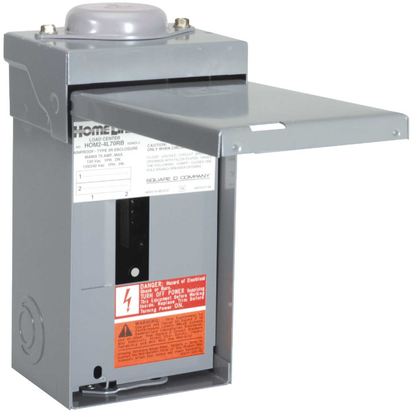 Square D Homeline 70A 2-Space 4-Circuit Raintight Main Lug Load Center Image 1