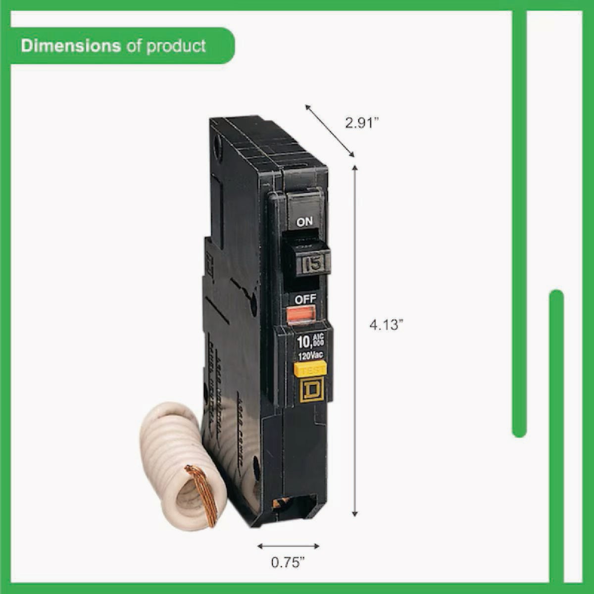 Square D QO 15A Single-Pole Ground Fault Circuit Breaker Image 2