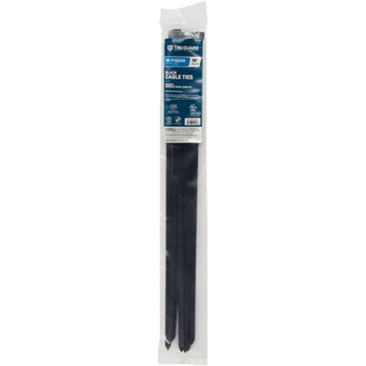 TruGuard 18 In. Black Heavy-Duty Cable Ties (10-Pack)