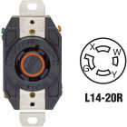 Leviton 20A 125V/250V Black Industrial Grade L14-20R Locking Outlet Receptacle Image 1