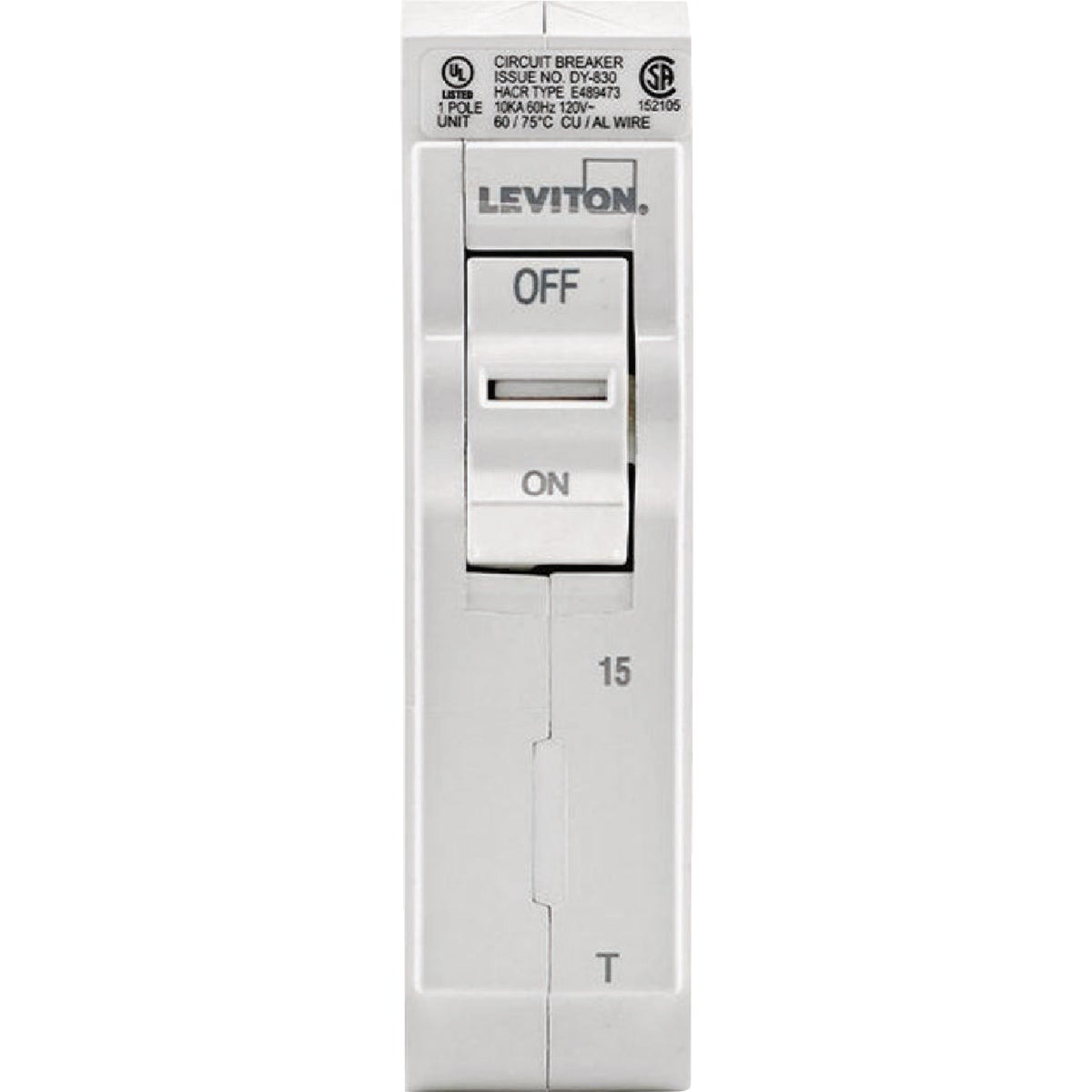 Leviton 15A Single-Pole Plug-On Standard Branch Thermal Magnetic Trip Circuit Breaker Image 2