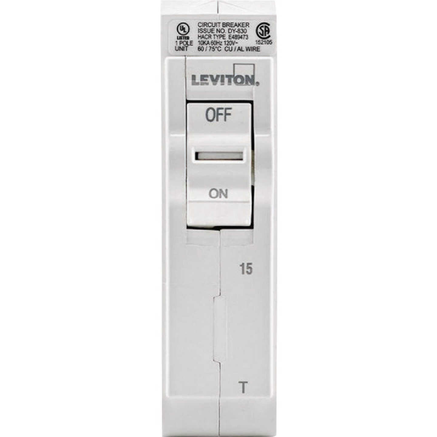 Leviton 15A Single-Pole Plug-On Standard Branch Thermal Magnetic Trip Circuit Breaker Image 2