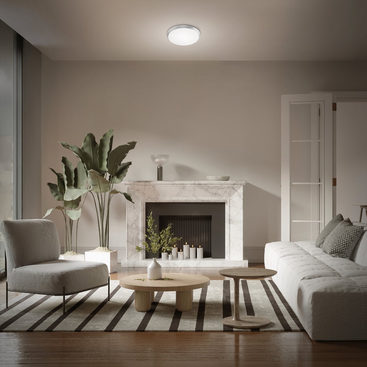 Feit 15 In. Brushed Nickel or Black LED Round CCT Disc Flush Mount Motion Ceiling Light Fixture Image 3