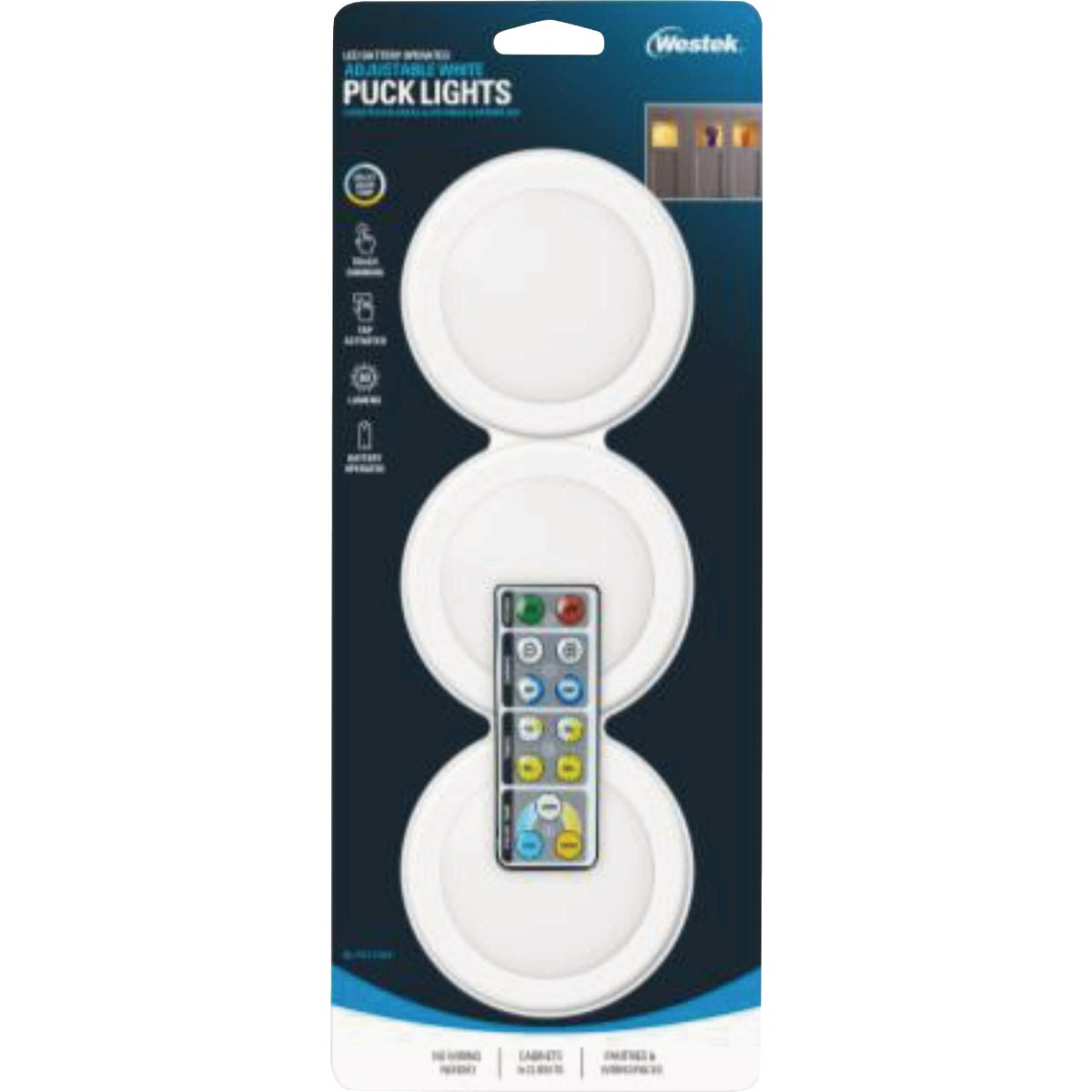 Westek 80 Lm. Dimmable White LED Puck Light (3-Pack)