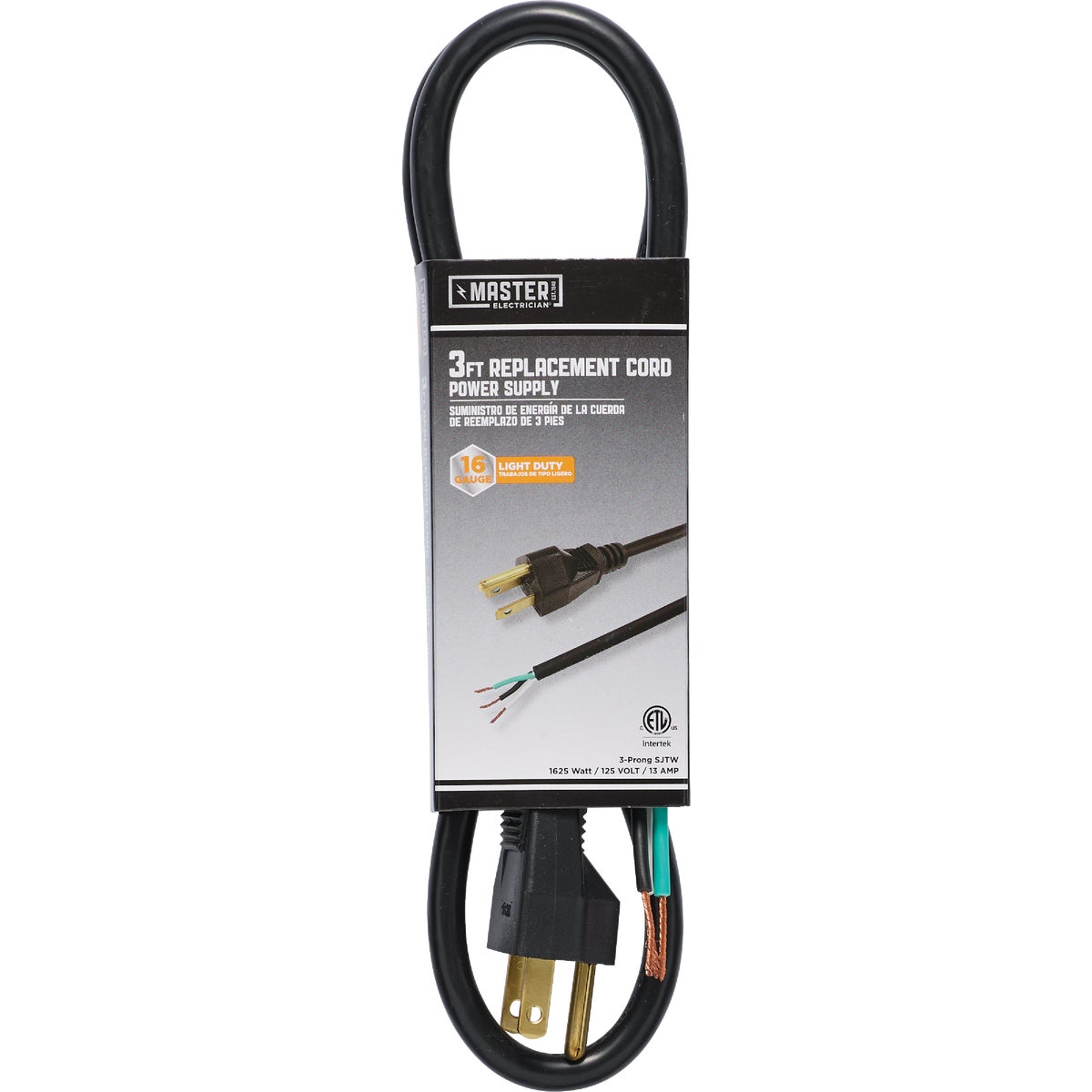 Master Electrician 3 Ft. 16/3 SJTW Power Supply Cord