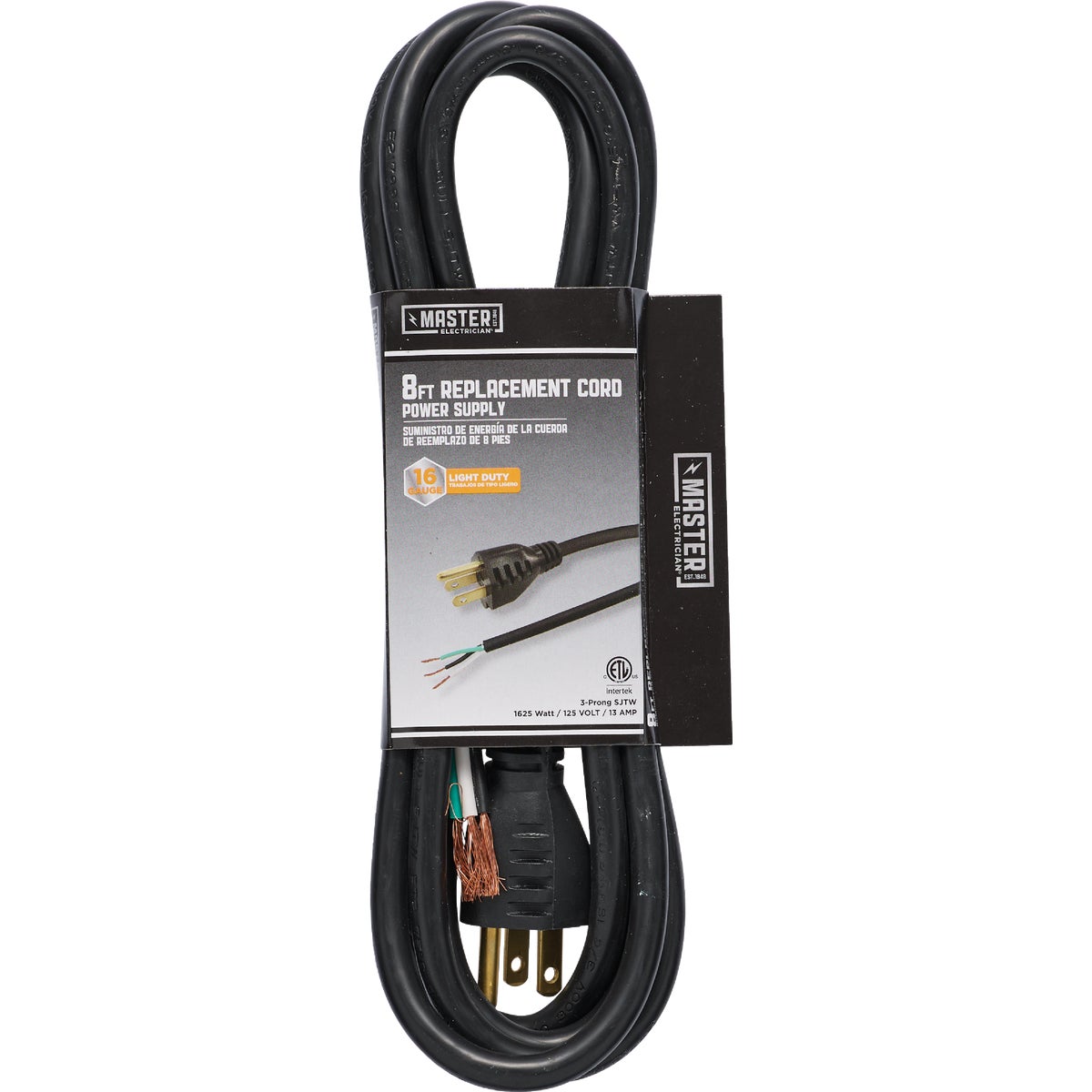 Master Electrician 8 Ft. 16/3 13A Medium-Duty Power Tool Replacement Cord