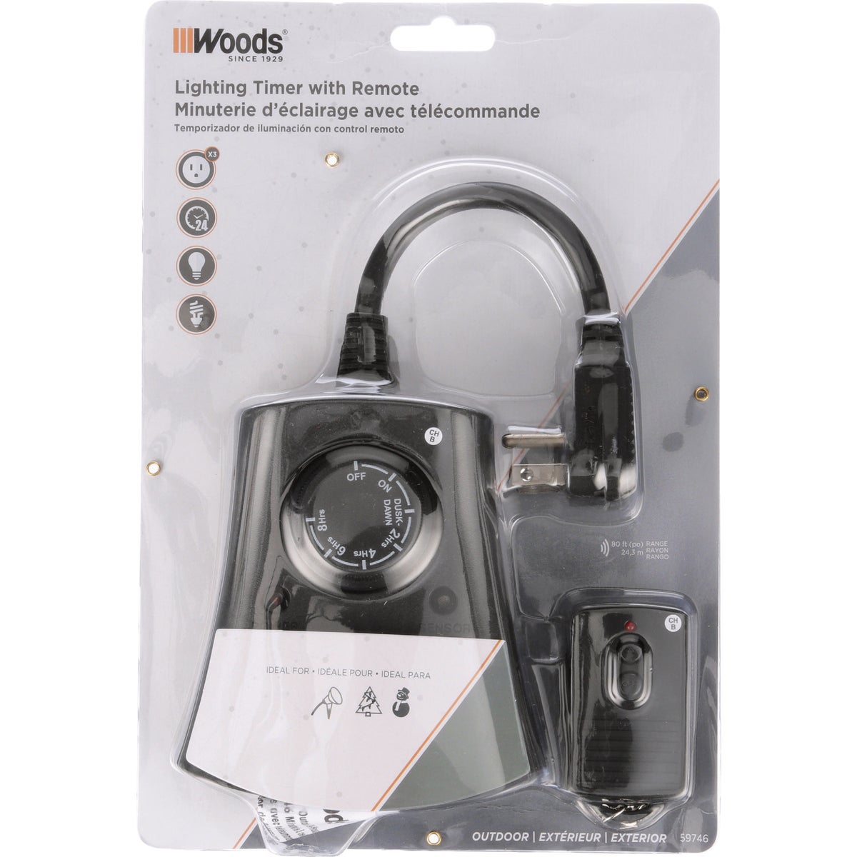 Woods 24-Hour Photoelectric Timer with Wireless Remote Control