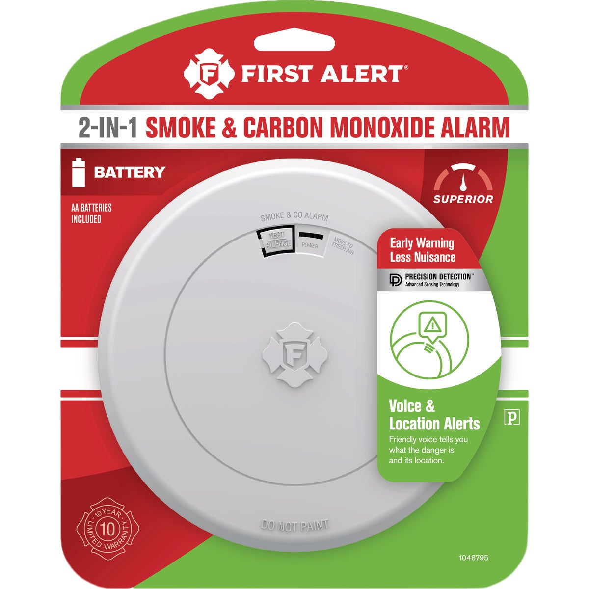 First Alert Battery Powered Photoelectric Combination Alarm with Voice