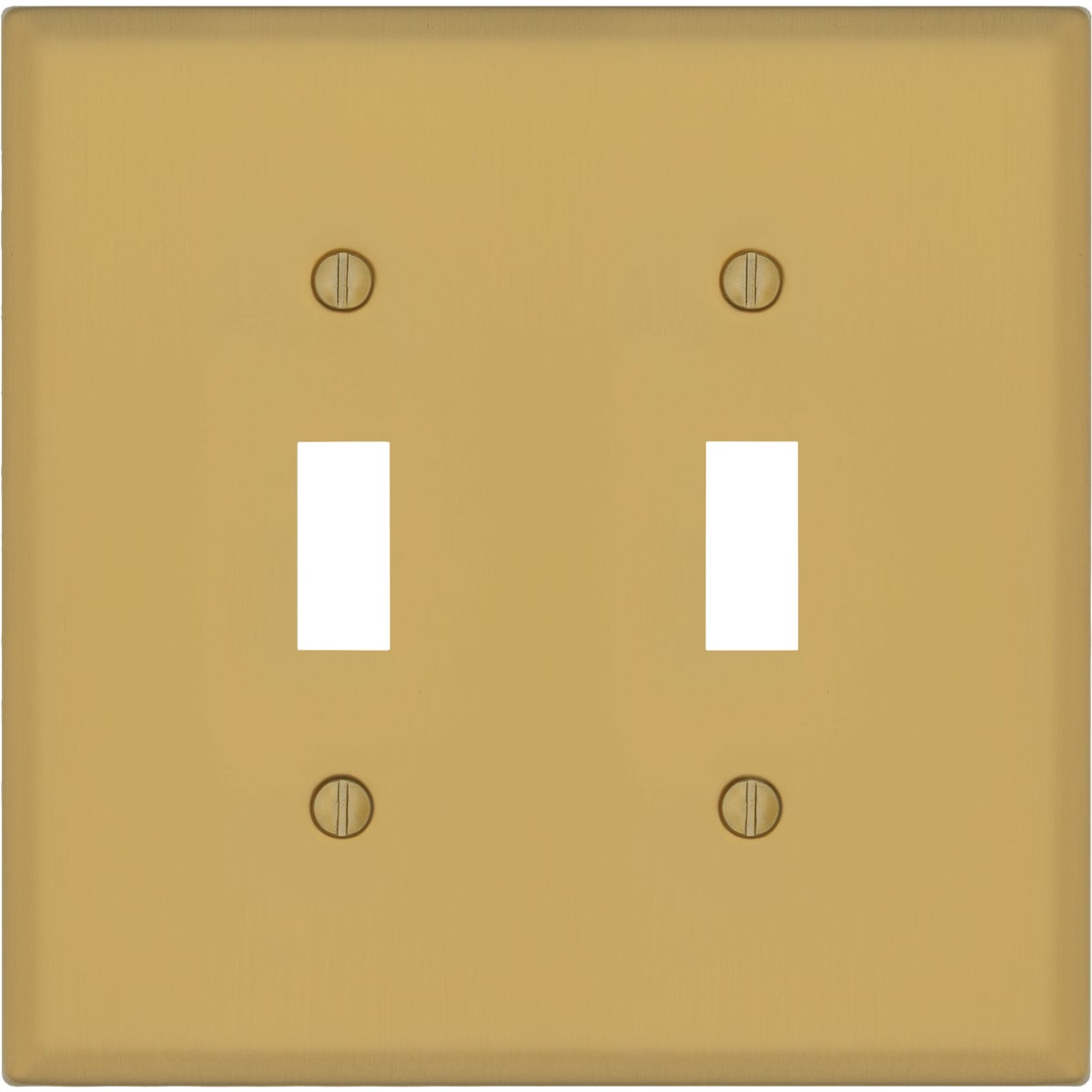 Amerelle Oxford 2-Gang Brushed Gold Steel Switch Wall Plate