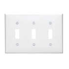 Leviton 3-Gang Thermoplastic Nylon Toggle Switch Wall Plate, White Image 1