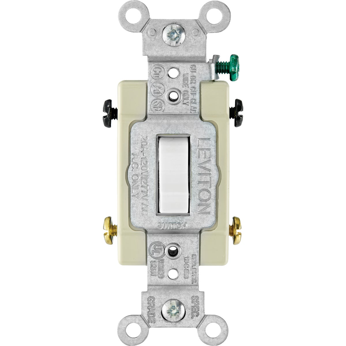 Leviton Toggle White 20A 4-Way Quiet Switch