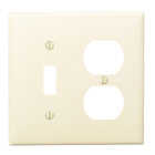 Leviton Commercial Grade 2-Gang Thermoplastic Single Toggle/Duplex Outlet Wall Plate, Ivory Image 1