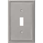 Amerelle Metro Line 1-Gang Cast Metal Toggle Switch Wall Plate, Brushed Nickel Image 1