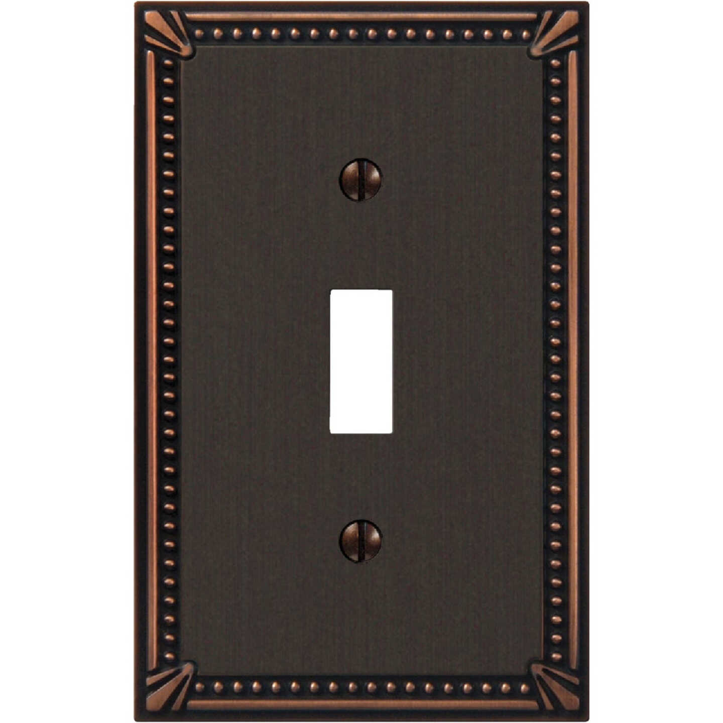 Amerelle Imperial Bead 1-GangCast Metal Toggle Switch Wall Plate, Aged Bronze Image 1