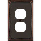 Amerelle Imperial Bead 1-Gang Cast Metal Outlet Wall Plate, Aged Bronze Image 1