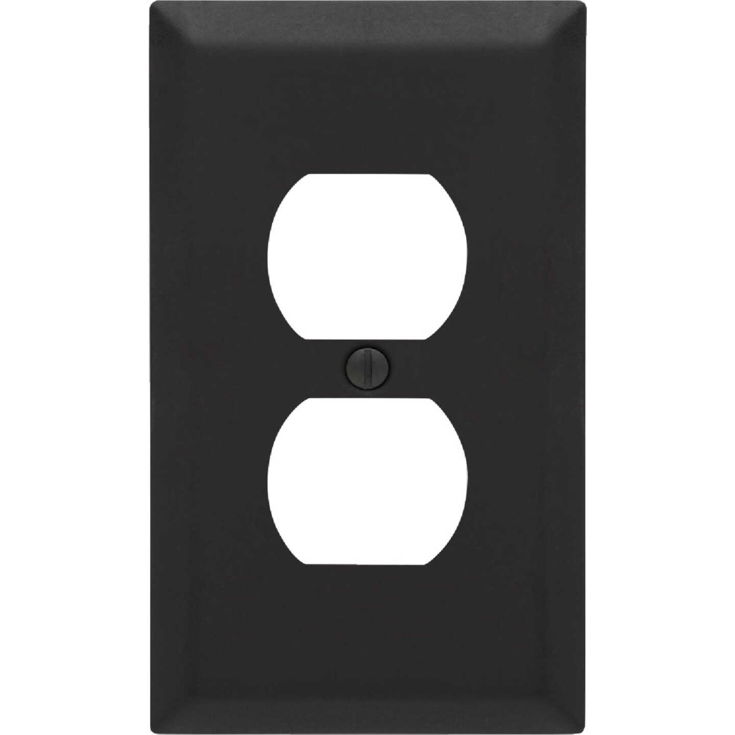 Amerelle Century 1-Gang Black Steel Duplex Wall Plate Image 1