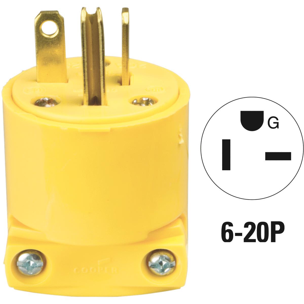 Cooper 20A 250V 3-Wire 2-Pole Commercial Grade Cord Plug