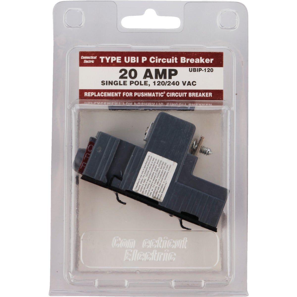 Connecticut Electric 20A Single-Pole Standard Trip Packaged Replacement Circuit Breaker For Pushmatic Image 2