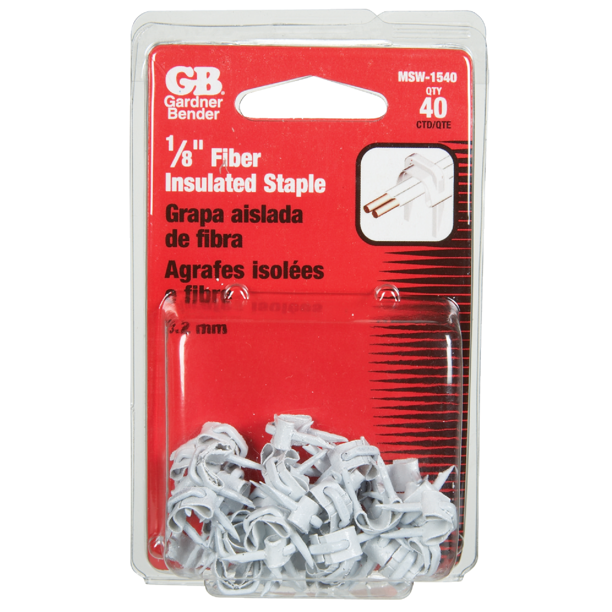 Gardner Bender 1/8 In. x 5/8 In. Steel Fiber Insulated Wire Staple (40-Count) Image 2