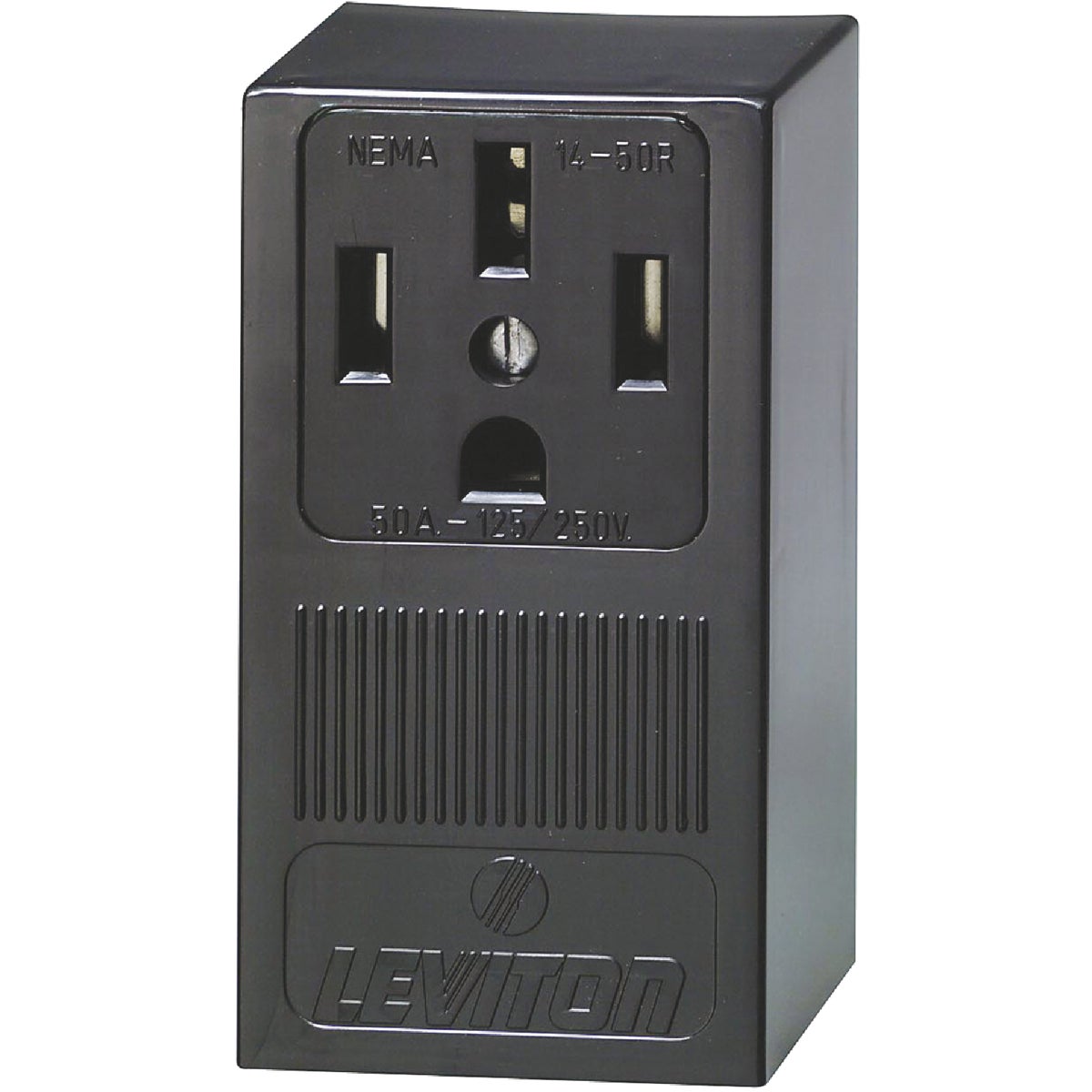 Leviton 50A Surface Mount Black 14-50R Grounding Range Power Outlet Image 4