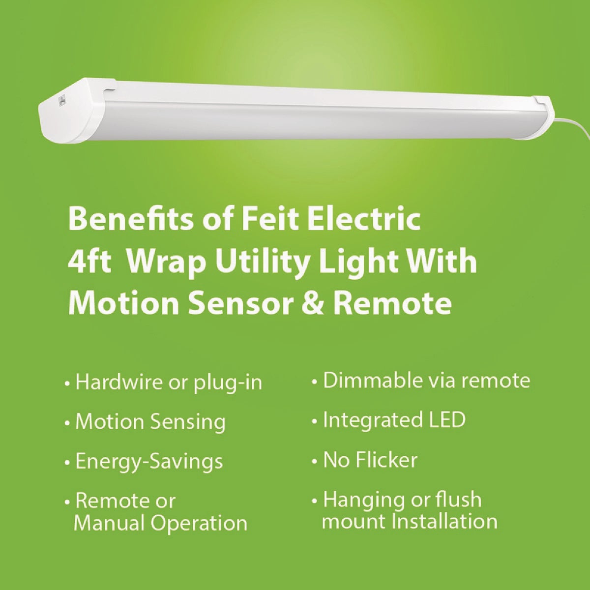 Feit Electric 4 Ft. LED Wrap Shop Light Fixture with Motion Sensors and Remote Control Image 2