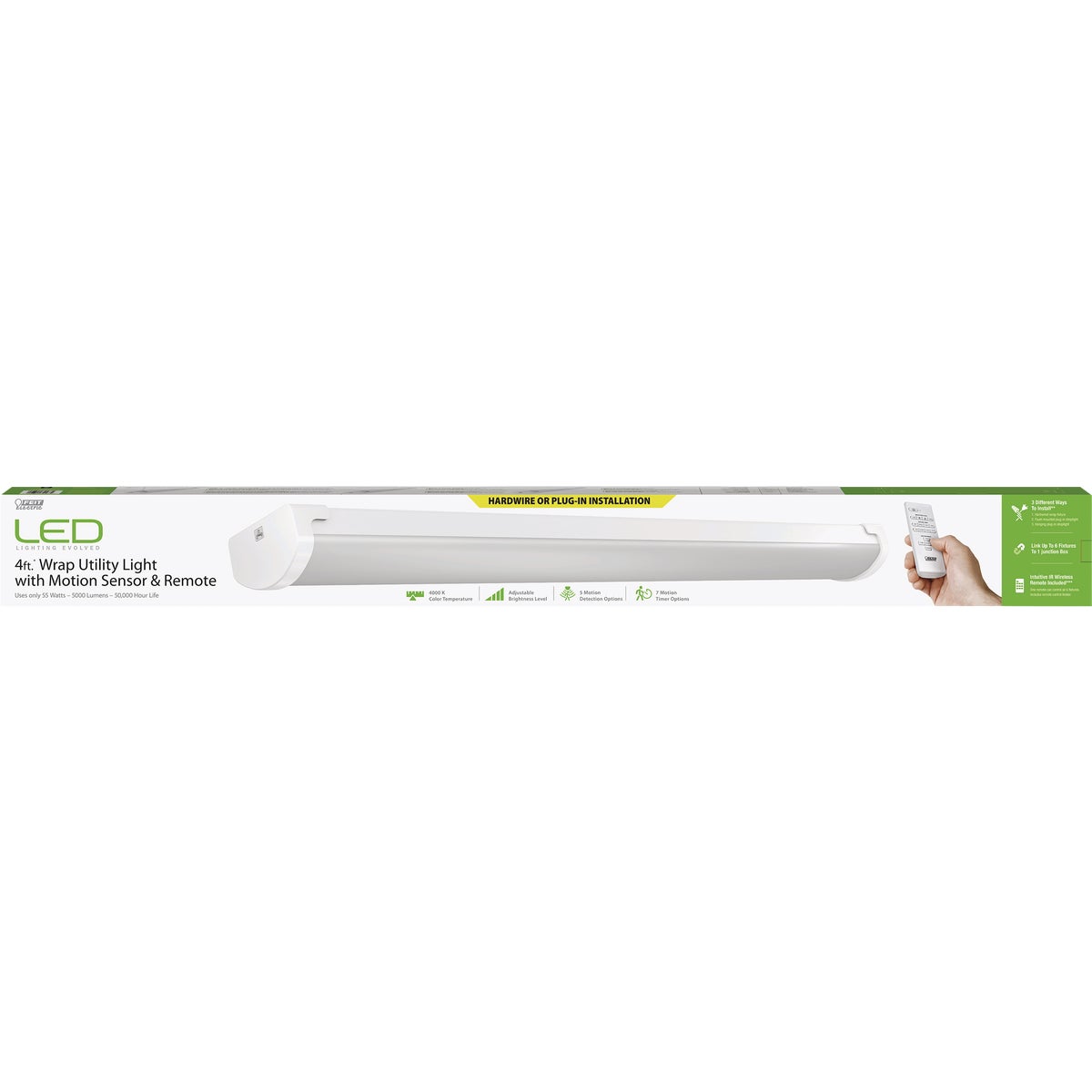 Feit Electric 4 Ft. LED Wrap Shop Light Fixture with Motion Sensors and Remote Control Image 6
